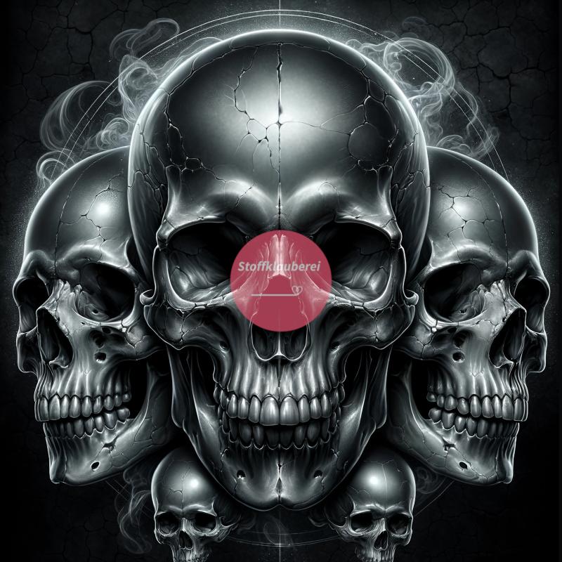 "Skull Trio" Kunstleder 40x40cm